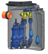 Station de relevage pour eaux usées avec broyeur Speroni DRAINBOX 400-ECOTRI 200