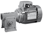 Motoréducteur à double réduction roue et vis et engrenages hélicoïdaux Leroy Somer (Nidec) MINIBLOC MVAE