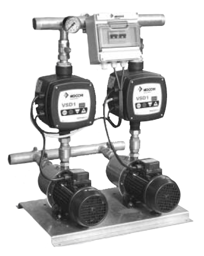 Groupe de surpression à deux pompes centrifuges multicellulaires Nocchi (Pentair) VSD 20 MAX
