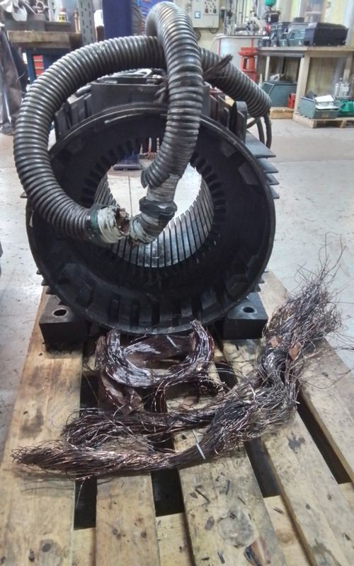 Rebobinage d'un moteur électrique de 110 Kw au Plessis-Robinson pour Dalkia