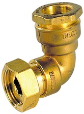 Raccord coudé laiton à écrou prisonnier pour tube polyéthylène Sferaco 800 90° joint plat