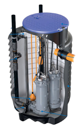 Station de relevage double pompe pour eaux usées Tsurumi TSURUBOX 1002 HAUTEUR 170