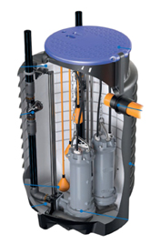 Station de relevage double pompe pour eaux usées enterrée Tsurumi TSURUBOX 1002 HAUTEUR 230