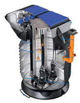 Station de relevage eaux usées double pompe avec barres de guidage Tsurumi TSURUBOX 1252 HAUTEUR 230